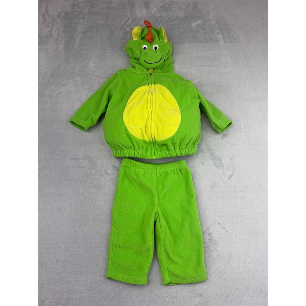 Carters Dragon Halloween Costume Baby 3-6 Months Green Fleece Jacket Pants Set